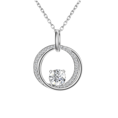 AVESTLINE Srebrna verižica z obeskom prepletenih krogov in moissanitom 0,8 ct