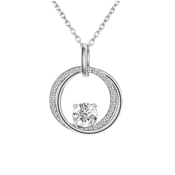 AVESTLINE Srebrna verižica z obeskom prepletenih krogov in moissanitom 0,8 ct