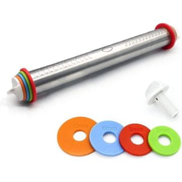 HOME & MARKER® Nastavljiv valjar za testo , 4 obroči za popolno debelino, nerjavno jeklo | THICKROLL