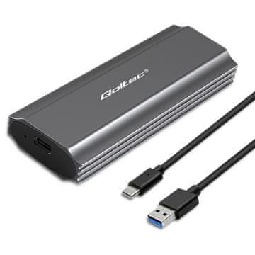 Qoltec Qoltec NV2271 ohišje za M.2 SSD NVMe/SATA, USB-C, 2TB, črna