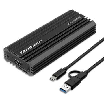 Qoltec Qoltec NV2270 ohišje za M.2 SSD (NVMe/SATA), USB-C, do 2TB, srebrna