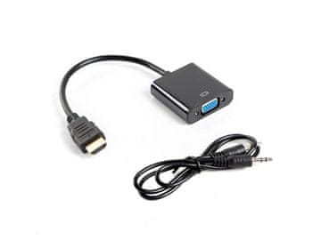 Lanberg Lanberg AD-0017-BK pretvornik HDMI na VGA + avdio, 0.2m, črn