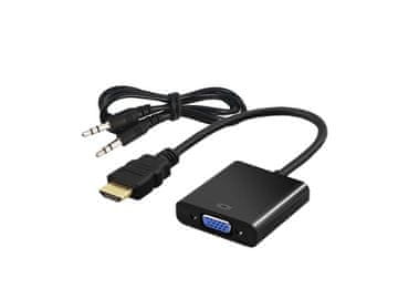 SAVIO SAVIO CL-23/B adapter HDMI (M) na VGA (F) z avdio, črn