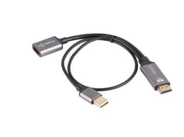 Lanberg Lanberg adapter HDMI(M)-Displayport(F) 4K, 20cm, srebrn
