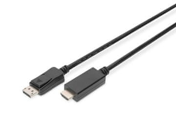 slomart Digitus DA-70839 Adapter kabel DisplayPort 1.2 na HDMI, 3m, črn