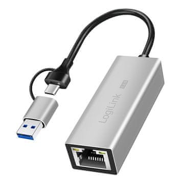 LogiLink LogiLink Adapter USB-A/-C v 2,5G Ethernet, siv