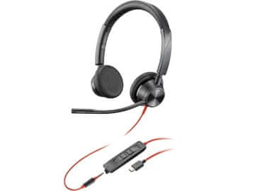 Poly Poly Blackwire 3325 slušalke s trakom USB-C/A adapter, črne