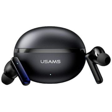 USAMS USAMS E02 TWS slušalke, črne, Bluetooth 5.2, ANC/ENC