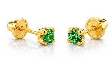 Brilio Uhani iz rumenega zlata z zelenimi cirkoni 14/188.881/17ES-N