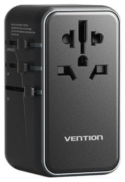 slomart Vention adapter s polnilcem 100W, 1xUSB-A, 3xUSB-C, črn