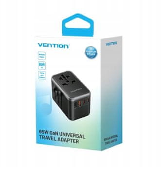 Vention Vention 65W GaN potovalni adapter in polnilec 2x USB-A 2x USB-C