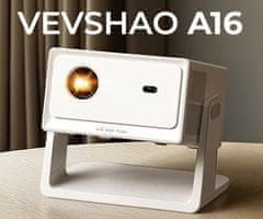 Byintek VEVSHAO A16 prenosni projektor, LED, Bluetooth, 4K UHD, USB, HDMI, AUX, bel