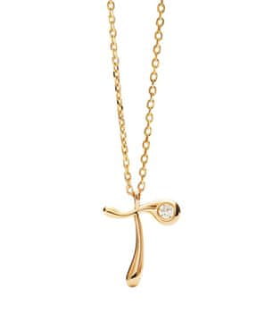 PDPAOLA Pozlačena ogrlica s črko "T" Initial CO01-B93-U (verižica, obesek)