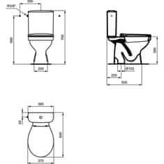 Ideal Standard WC školjka Kombinirani WC komplet IS Ullysse SPODNJI, VKLJUČNO Z MEHKIM ZAPIRANJEM SEDLA W835901
