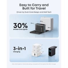 Anker 100W GaN Smart Display 3-portni polnilec, temno siv