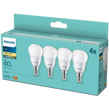 Philips 4-paket LED E14 Globe P45 5W (40W) zmrzal 470lm