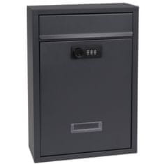 GARDEN LINE Antracitna poštna skrinjica za pisma in časopise s kombinirano ključavnico, odporna proti UV-žarkom