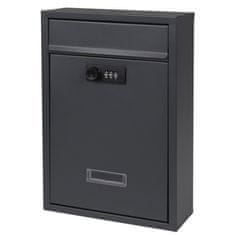 GARDEN LINE Antracitna poštna skrinjica za pisma in časopise s kombinirano ključavnico, odporna proti UV-žarkom