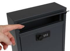 GARDEN LINE Antracitna poštna skrinjica za pisma in časopise s kombinirano ključavnico, odporna proti UV-žarkom