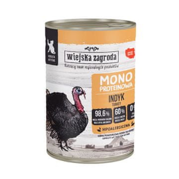 Wiejska Zagroda WIEJSKA ZAGRODA Monoprotein puran - mokra hrana za mucke, 400 g