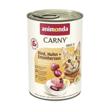 Animonda Animonda Carny Adult govedina, piščanec in račje srce - mokra hrana za mačke, 400g