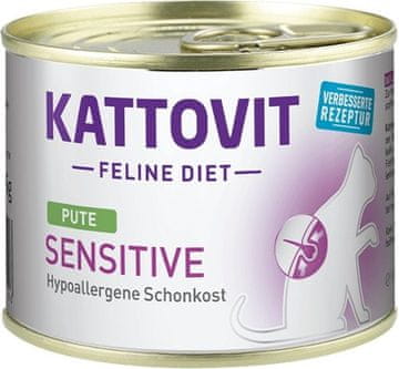 Kattovit KATTOVIT Sensitive Purée Turkey - mokra hrana za odrasle mačke s posebnimi potrebami, 185g