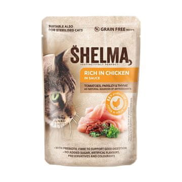 SHELMA SHELMA kuhanja hrana za mačke s piščancem v omaki - 85g