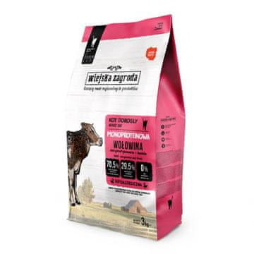 Wiejska Zagroda WIEJSKA ZAGRODA Monoprotein Beef, suha hrana za mačke z govedino, 3 kg