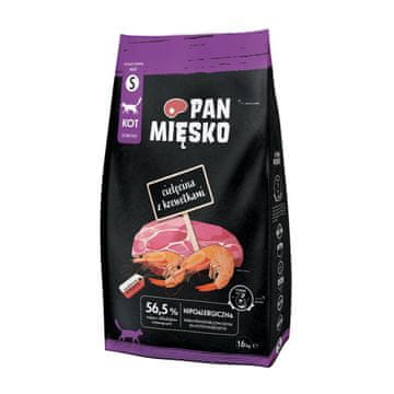 PMI PAN MIĘSKO Teletina z rakci, suha hrana za odrasle mačke, 1.6 kg