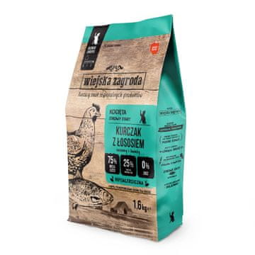 Wiejska Zagroda WIEJSKA ZAGRODA piščanec z lososom za muce - suha hrana - 1,6 kg