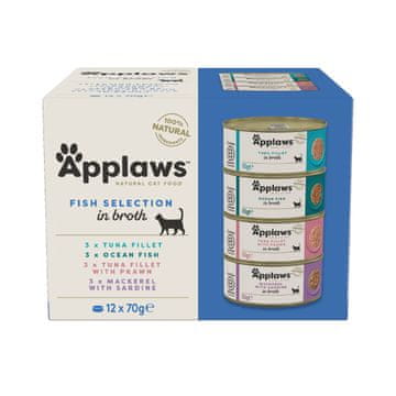 Applaws APPLAWS mokra hrana za mačke, izbira rib v brozgi, 12 x 70g
