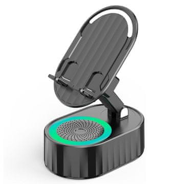 VYZIO® Pametno držalo za telefon z zvočnikom in 1800 mAh baterijo, zložljivo, LED osvetlitev | MOBIBASE