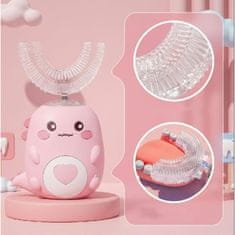 JOJOY® 360° otroška električna zobna ščetka, sonična z LED lučko, 5 načinov čiščenja, USB polnjenje | TOOFY, roza