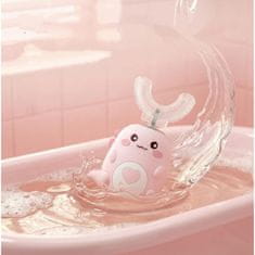 JOJOY® 360° otroška električna zobna ščetka, sonična z LED lučko, 5 načinov čiščenja, USB polnjenje | TOOFY, roza