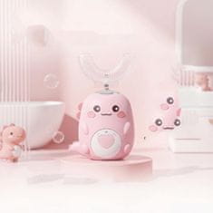 JOJOY® 360° otroška električna zobna ščetka, sonična z LED lučko, 5 načinov čiščenja, USB polnjenje | TOOFY, roza