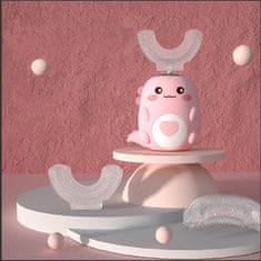 JOJOY® 360° otroška električna zobna ščetka, sonična z LED lučko, 5 načinov čiščenja, USB polnjenje | TOOFY, roza