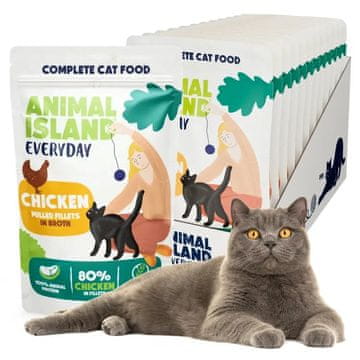 slomart ANIMAL ISLAND piščančji fileji v brozgi - mokra hrana za mačke - 12x85g