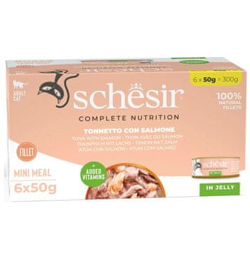 Schesir SCHESIR Tuna z lososom v želeju - Mokra hrana za mačke - 6x50g