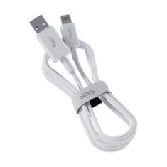 Allity AUC-03 kabel, USB-A na Lightning, 60W, 2.4A, 1m, univerzalni, TPU/TPE, +Velcro trak, bel