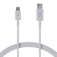 Allity AUC-03 kabel, USB-A na Lightning, 60W, 2.4A, 1m, univerzalni, TPU/TPE, +Velcro trak, bel