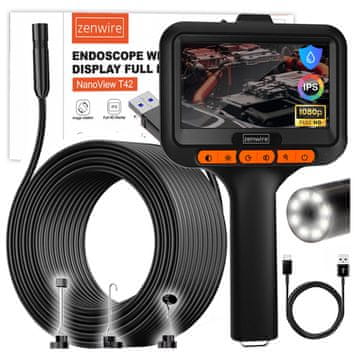ZENWIRE Delavniška Inšpekcijska Kamera Endoskop Z Ips Zaslonom Za Cevi Usb-C 5 M Zenwire T42