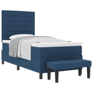 Vidaxl Postelja z vzmetnico z vzglavjem Modra 80 x 200 cm blago
