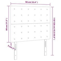 Vidaxl LED posteljno vzglavje temno modro 90x5x118/128 cm žamet