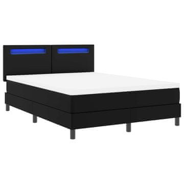 Vidaxl Postelja boxspring z vzmetnico Črna 140 x 200 cm Umetna koža