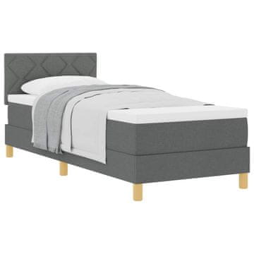 Vidaxl Postelja z vzmetnico z blazino Temno siva 80 x 200 cm blago