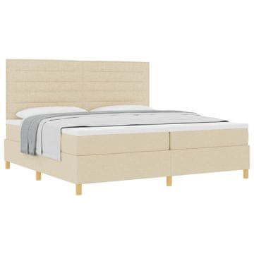 Vidaxl Postelja z vzmetnico z vzmetnico krema 200 x 200 cm blago