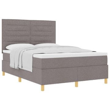 Vidaxl Postelja z vzmetnico z vzmetnico Taupe 140 x 190 cm blago