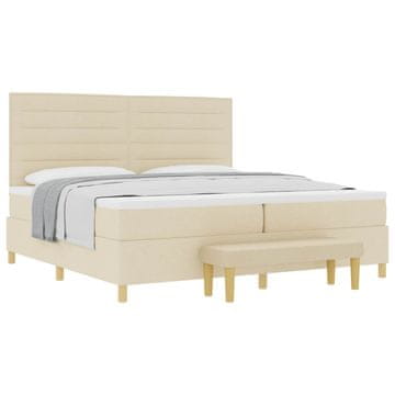 Vidaxl Postelja z vzmetnico z vzmetnico krema 200 x 200 cm blago
