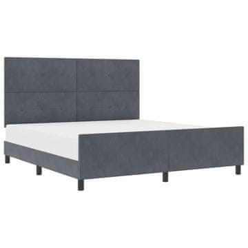 Vidaxl Postelja z vzmetnico z vzglavjem Temno siva 180 x 200 cm Žamet
