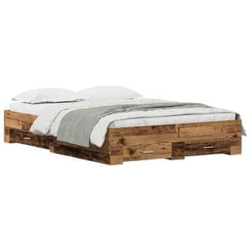 Vidaxl Konstrukcija postelje Star les 135 x 190 cm Konstruiran les